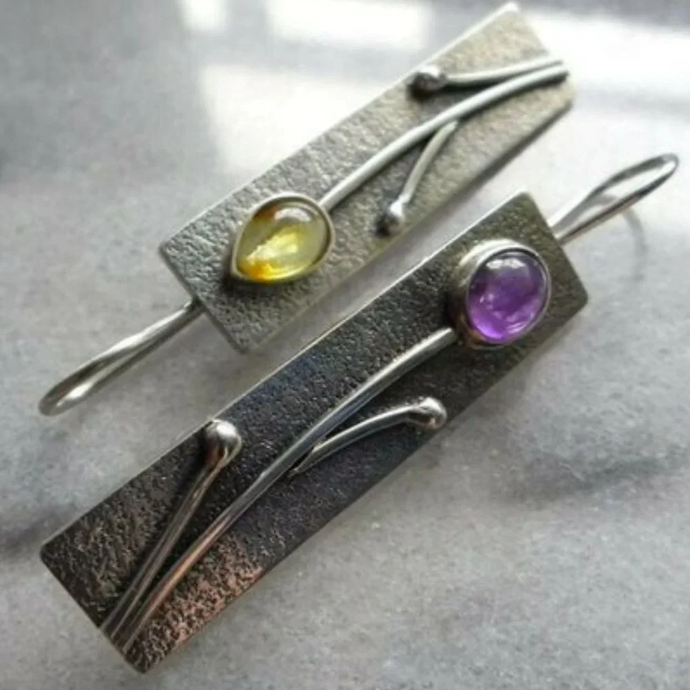 Silver Earrings Ear Hook Drop Dangle - Picture 1 of 3